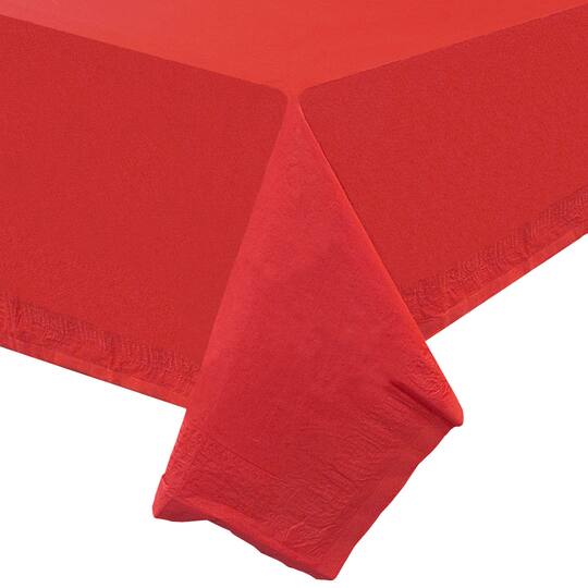 JAM Paper Red Rectangular Plastic Lined Paper Table Cover, 54" x 108"